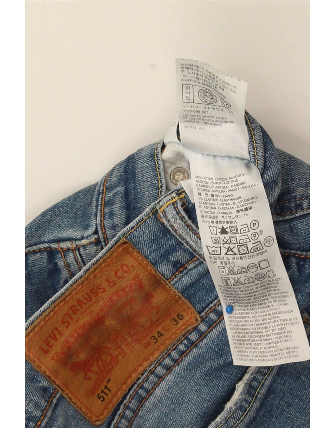 Levi's Herre 511 Slim Jeans W34 L36 Blå Bomuld