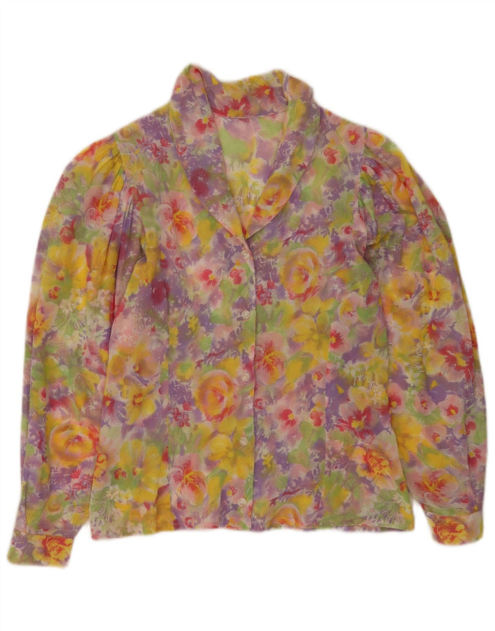 Vintage dameskjorte bluse UK 14 Medium Multicolored Floral