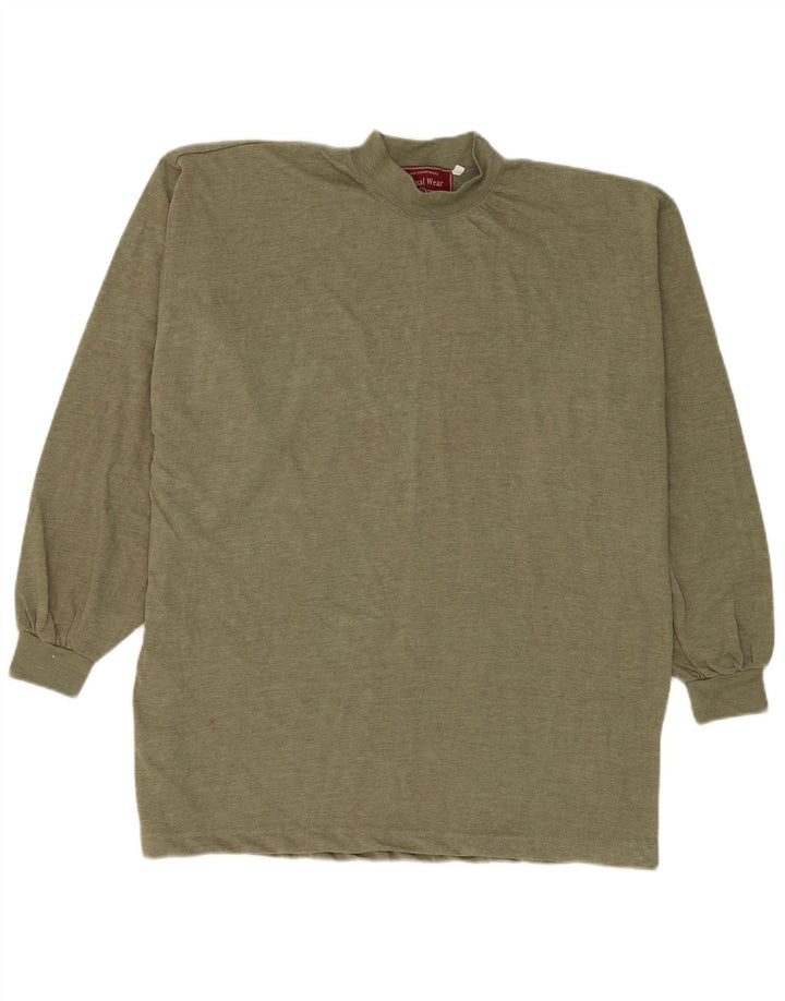 VINTAGE Mens Top Long Sleeve XL Khaki Cotton
