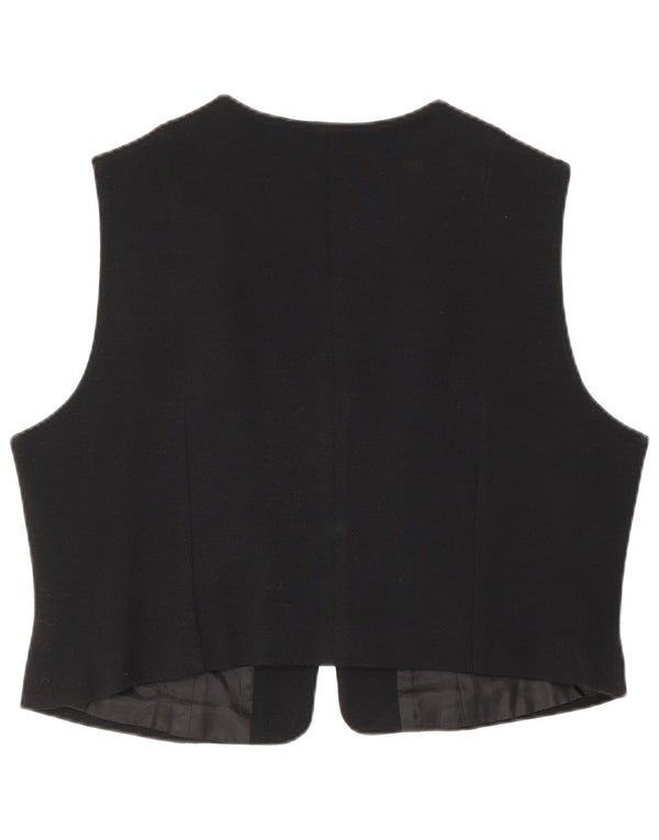 Vintage damevest vest UK 18 XL sort blomsteracetat