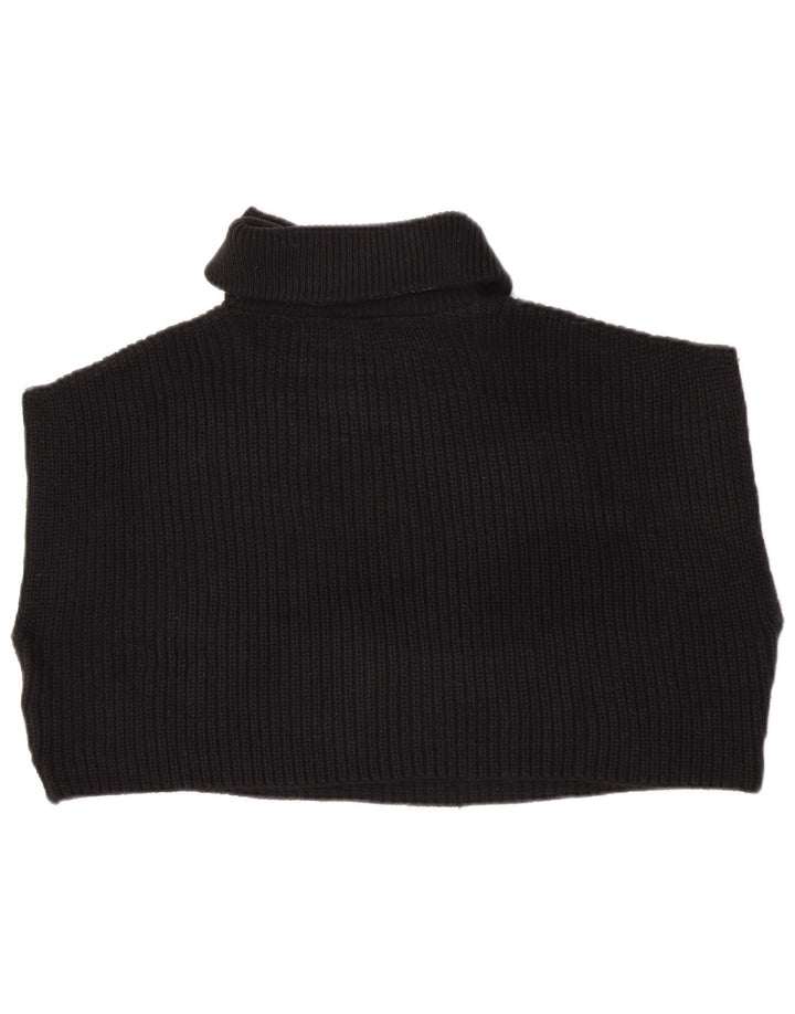 Zara Dame Oversized Crop Zip Neck Vest Tank Top UK 14 Medium Black
