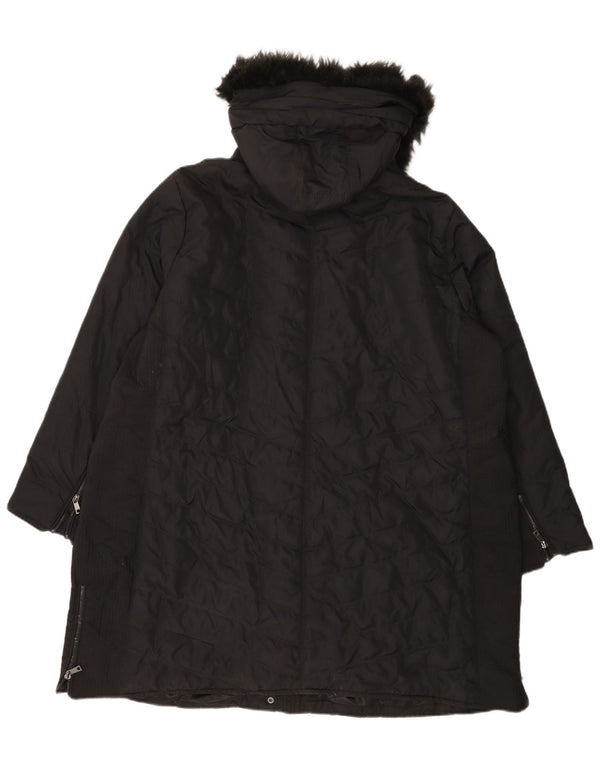 Marks & Spencer Dame Hætte Polstret Frakke UK 22 3XL Sort Polyester