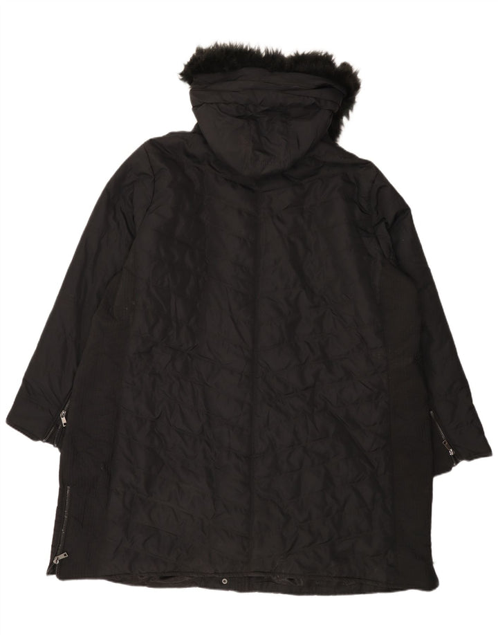 Marks & Spencer Dame Hætte Polstret Frakke UK 22 3XL Sort Polyester