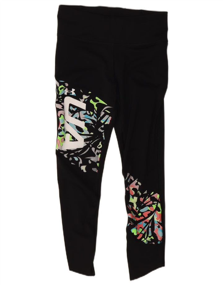 Under Armour Womens Heat Gear Abstrakt mønster Leggings UK 12 Medium Black