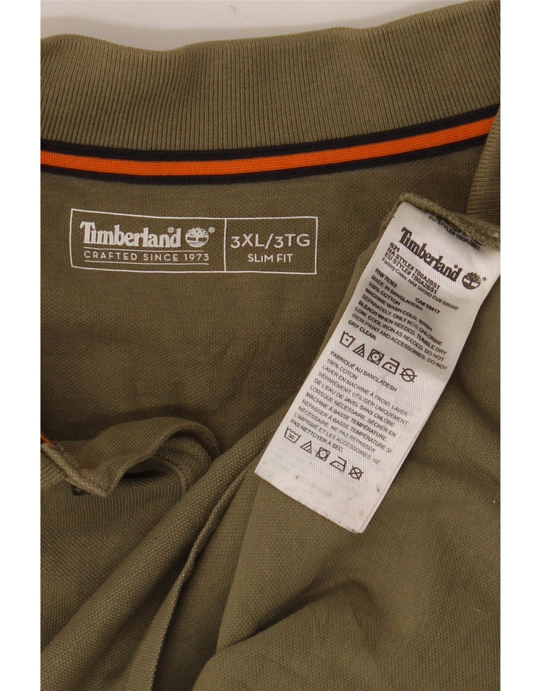 TIMBERLAND Herre Slim Fit Polo Shirt 3XL Khaki Bomuld