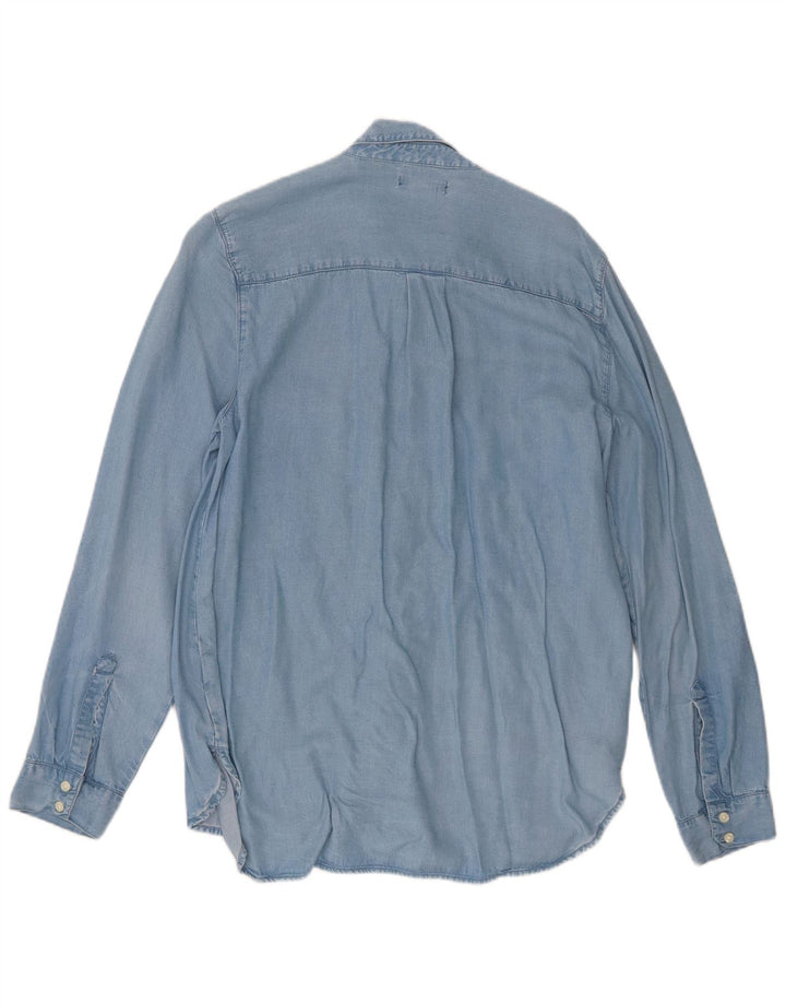Gap Dame Denim Shirt UK 14 Medium Blue Lyocell