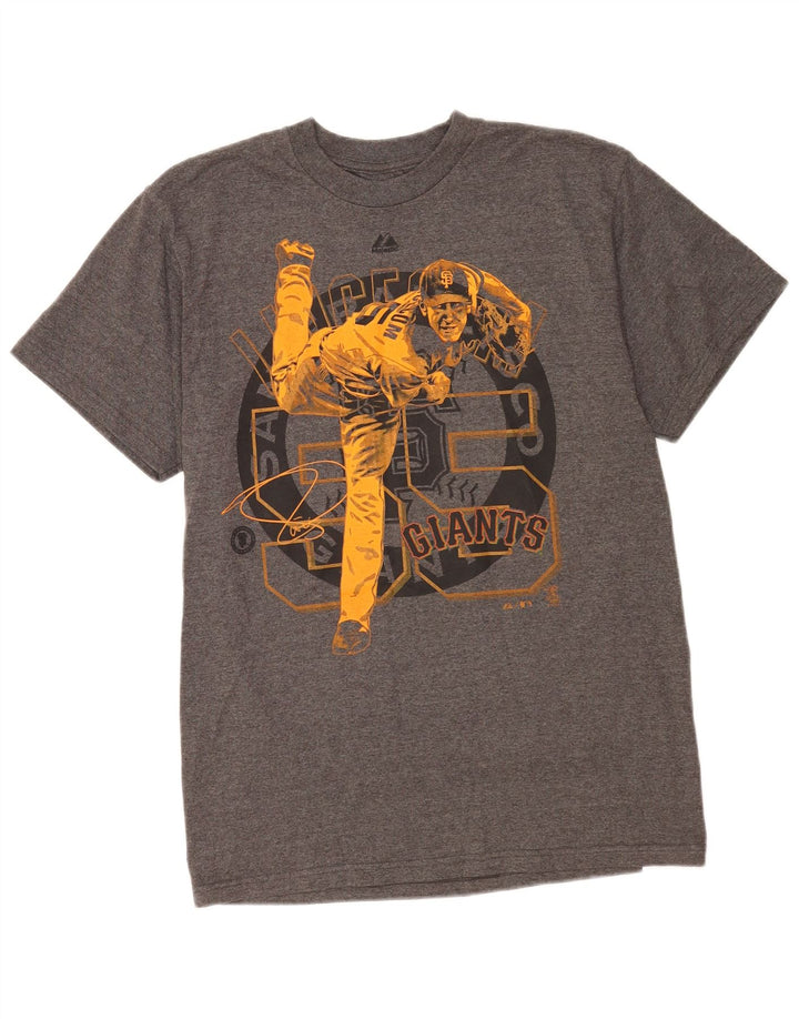 Majestic Herre Giants grafisk T-shirt top mellemgrå bomuld