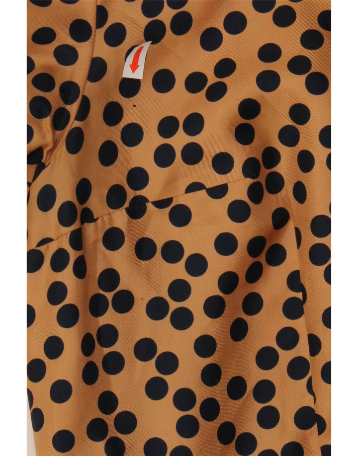 VINTAGE Dame A-Line Kjole UK 12 Medium Brun Plettet