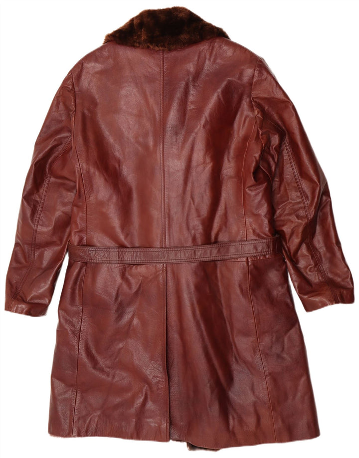 Vintage Herre Shearling Læderfrakke UK 38 Medium Brun Læder