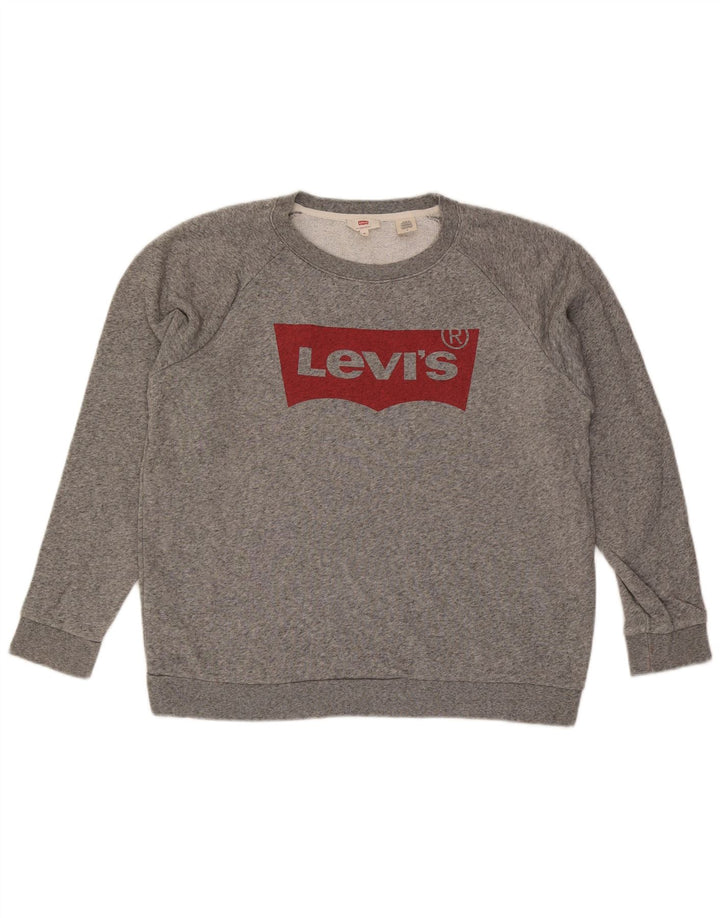 Levi's Herre grafisk sweatshirt jumper mellemgrå flækket bomuld