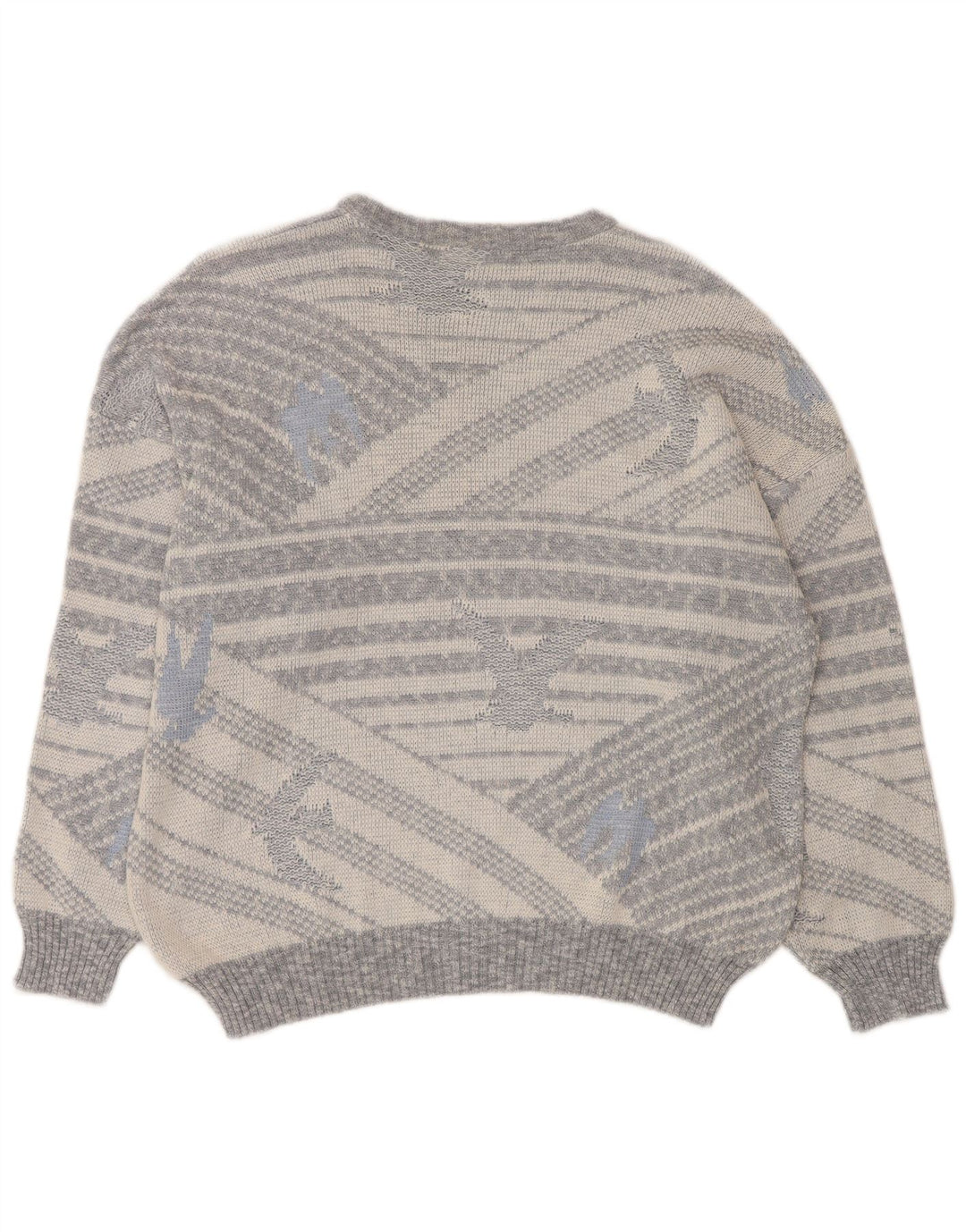 Vintage Herre Crew Neck Jumper Sweater IT 50 Medium Grå Geometrisk