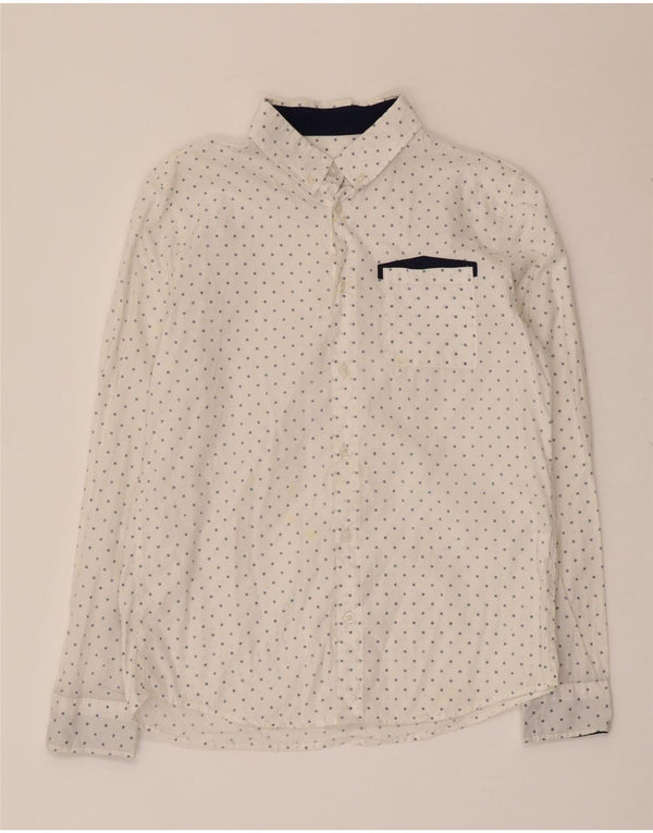 Benetton drengeskjorte 11-12 år 2XL hvid plettet bomuld