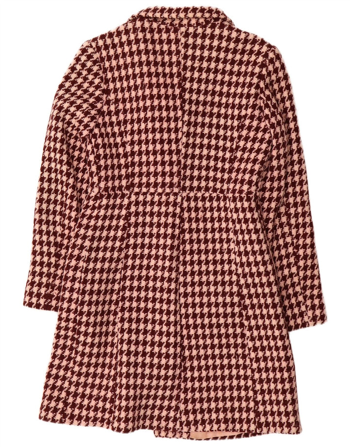 Vintage overfrakke til kvinder UK 10 Small Bourgogne Houndstooth Uld