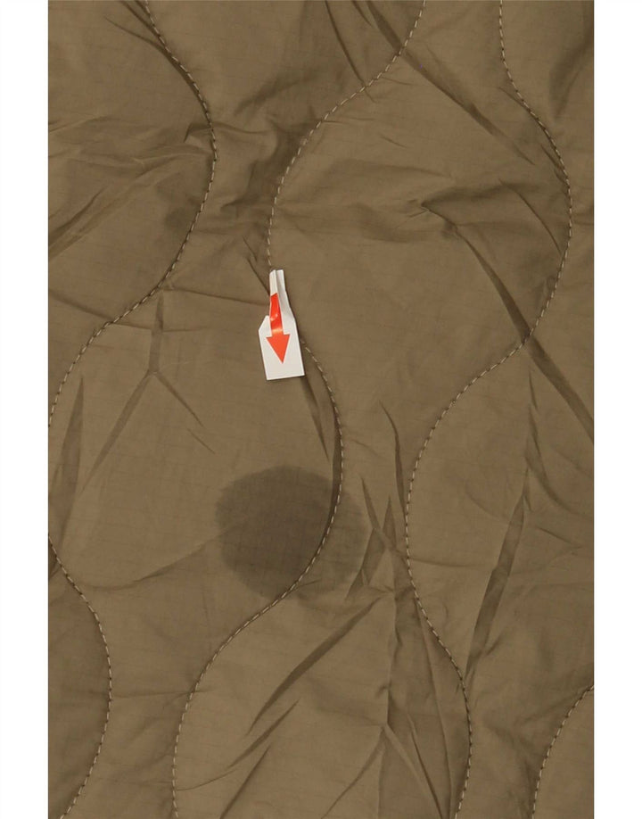 Zara Dame Hætte Oversized Polstret Jakke UK 14 Medium Khaki Polyester