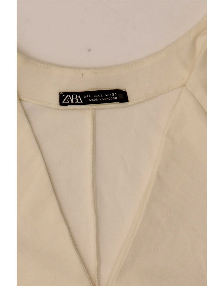 Zara Dame 3/4 ærmet oversize bluse Top UK 16 Large Beige