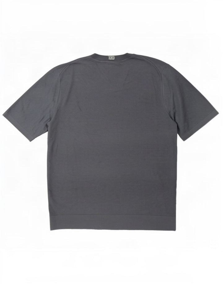 Cos Mens Regular T-Shirt Top Medium Blue Silk