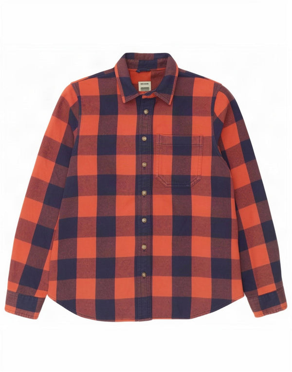 L.L.Bean Dame Oversized Flanell Shirt UK 6 XS Orange Gingham Bomuld