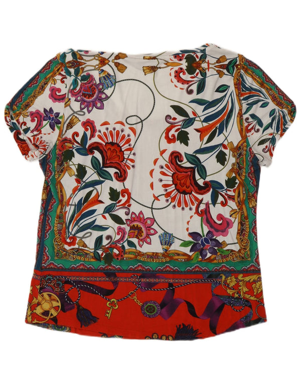 Desigual Dame Grafisk T-Shirt Top UK 18 XL Multicolored Floral