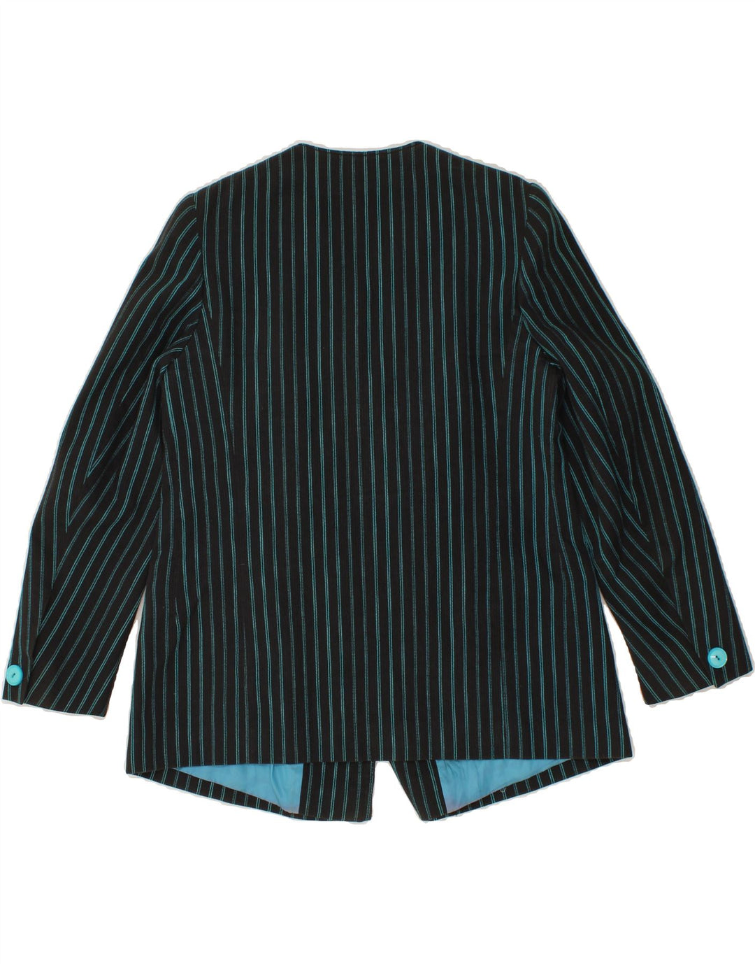 VINTAGE Womens 1 Button Blazer Jacket IT 46 Large Blue Striped Vintage Vintage and Second-Hand Vintage from Messina Hembry 
