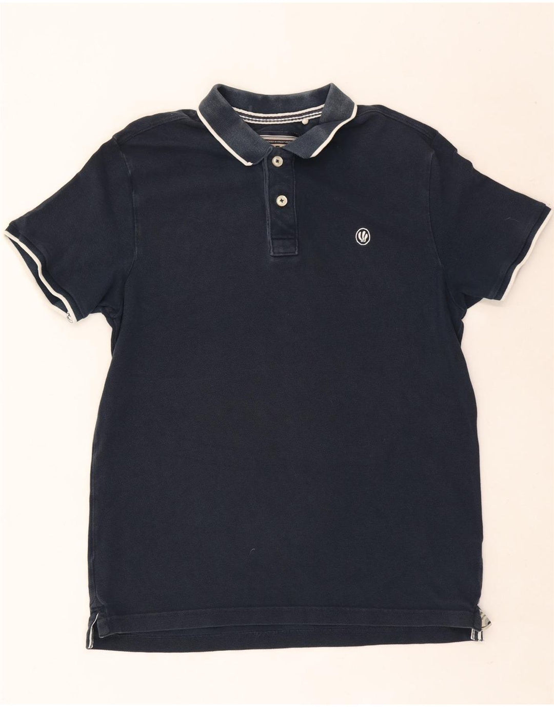 Fat Face Herre Polo Shirt Medium Navy Blue Bomuld