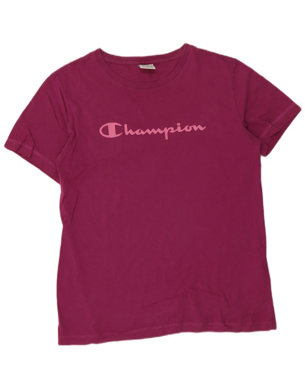 Champion Dame Grafisk T-Shirt Top UK 18 XL Lilla Bomuld