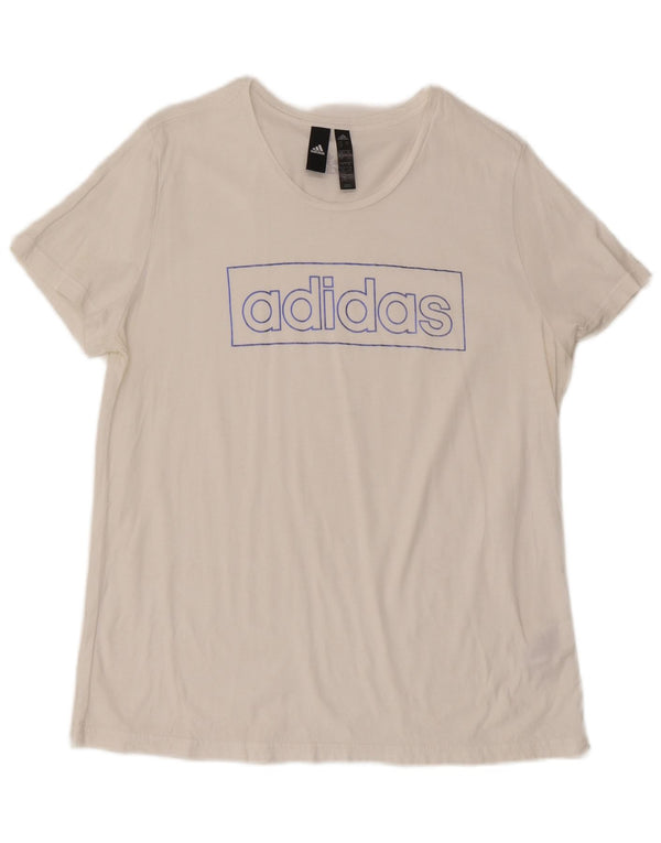Adidas grafisk T-shirt top til kvinder UK 20/22 XL Hvid bomuld