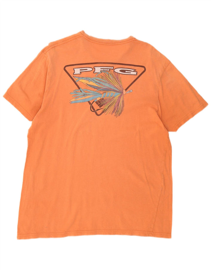 Columbia Herre Grafisk T-Shirt Top Stor Orange Bomuld