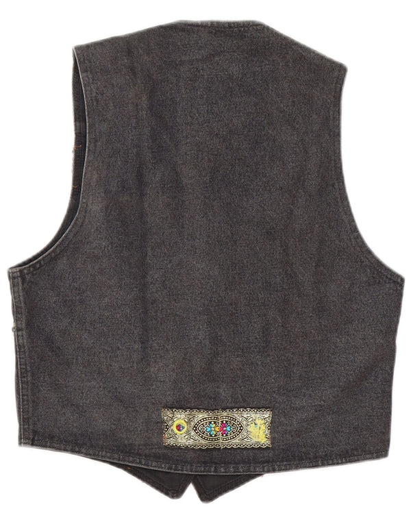 SEM VACCARO Dame denim vest UK 12 Medium Grey Fair Isle Bomuld