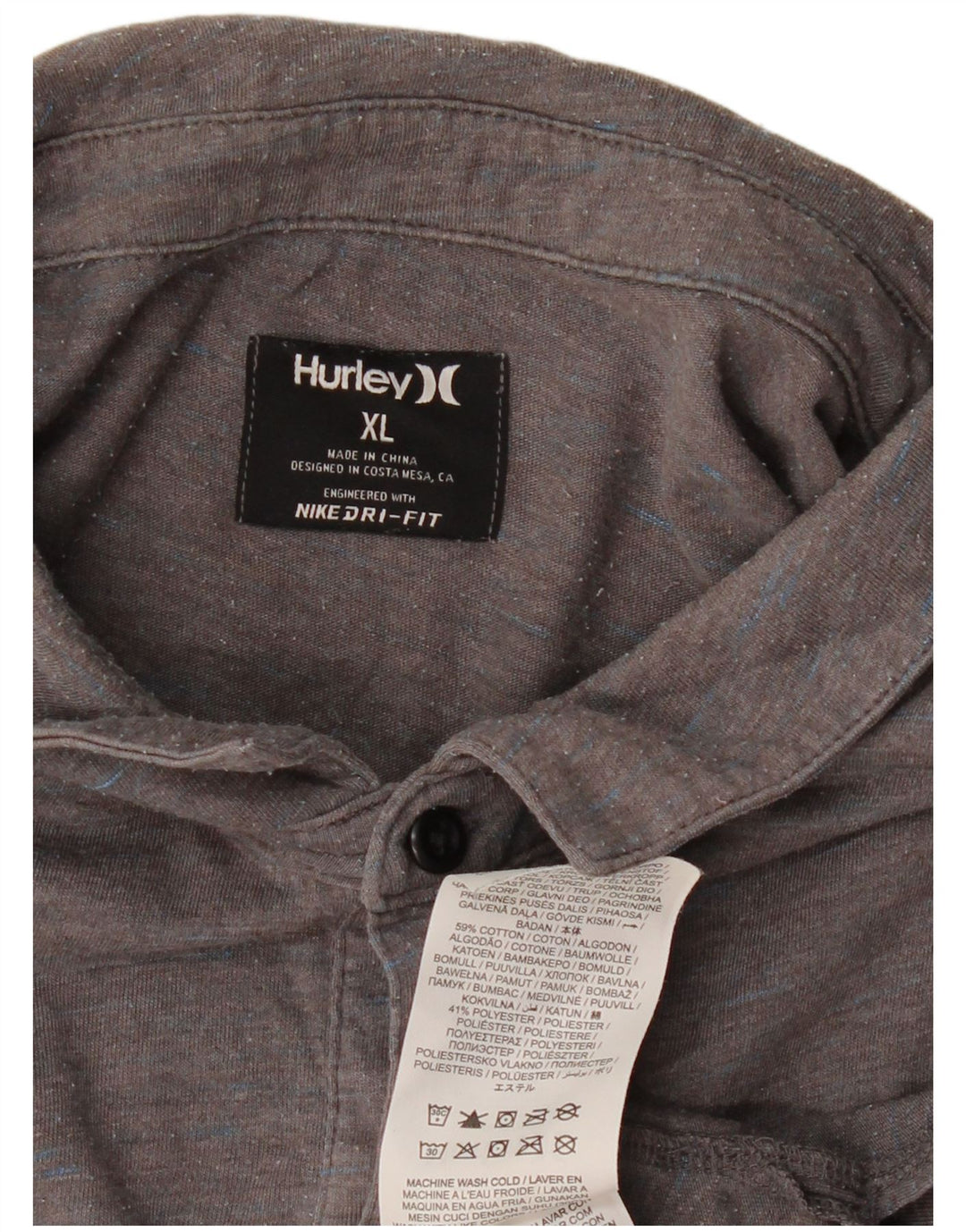 HURLEY Herre Dri Fit Polo Shirt XL Grå Bomuld