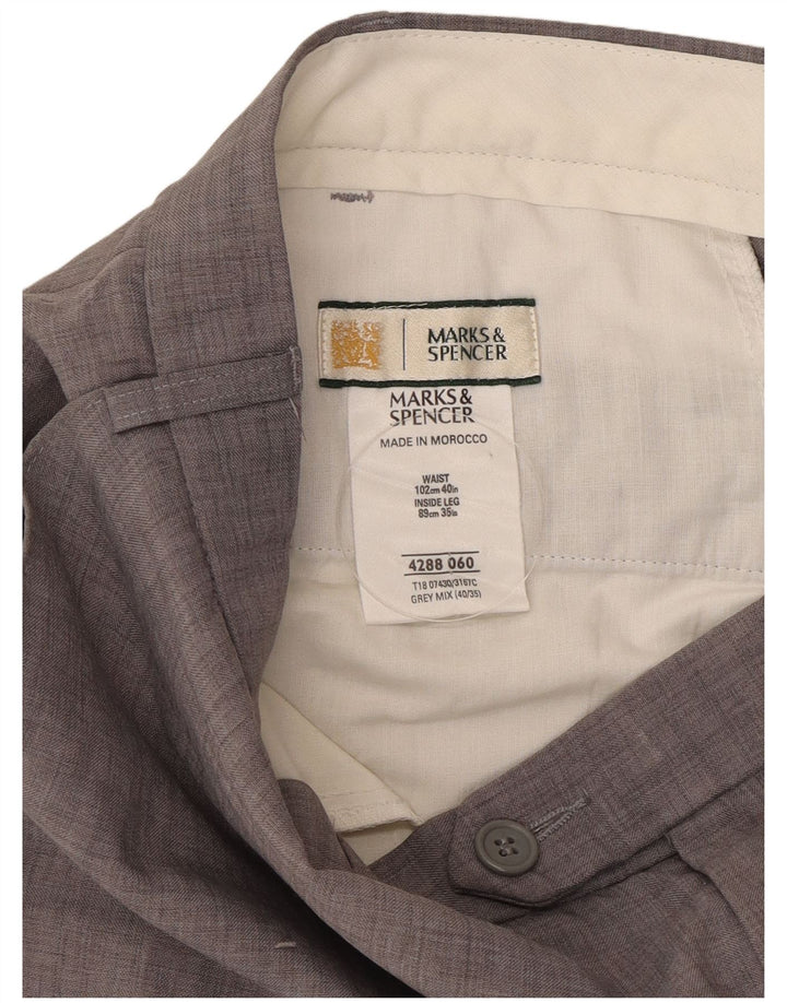 Marks & Spencer Straight Suit Bukser til mænd W40 L35 Grå polyester