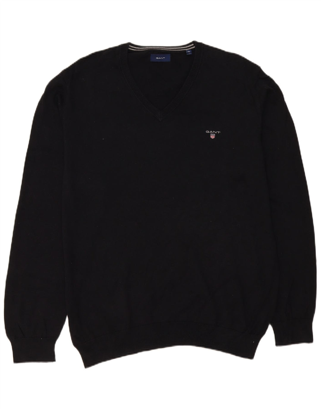 Gant Herre V-hals sweater 2XL sort bomuld