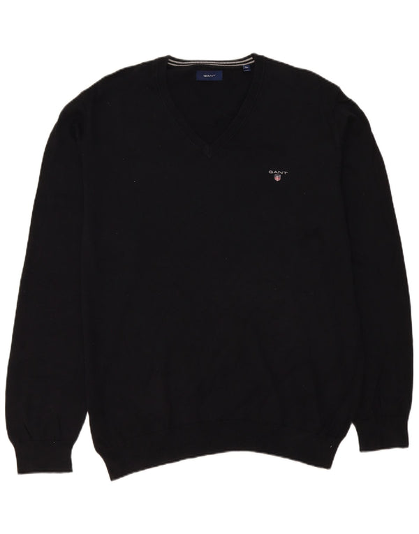 Gant Herre V-hals sweater 2XL sort bomuld