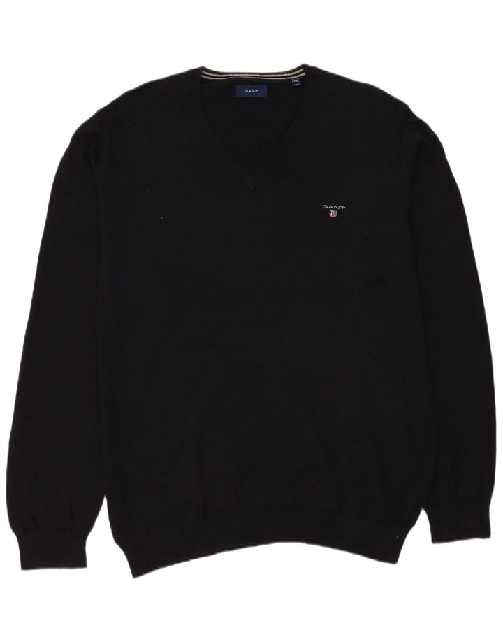 Gant Herre V-hals sweater 2XL sort bomuld