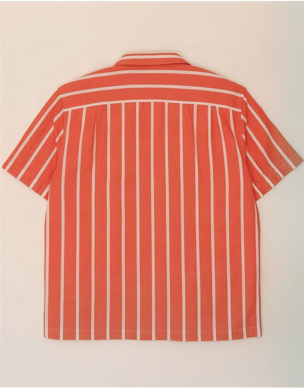 Tommy Hilfiger Mens Short Sleeve Shirt XL Orange Striped Cotton