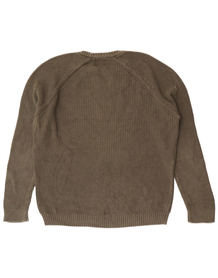 Zara Herre Jumper Sweater med rund hals Stor grøn bomuld