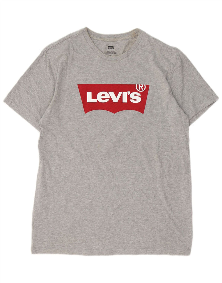 Levi's Herre grafisk T-shirt top mellemgrå flækket bomuld