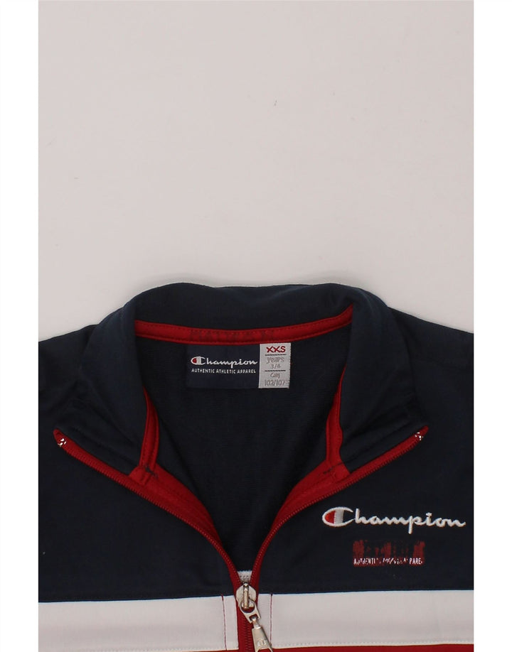 CHAMPION Boys Tracksuit Top Jacket 3-4 Years 2XS Navy Blue Colourblock Vintage Champion and Second-Hand Champion from Messina Hembry 