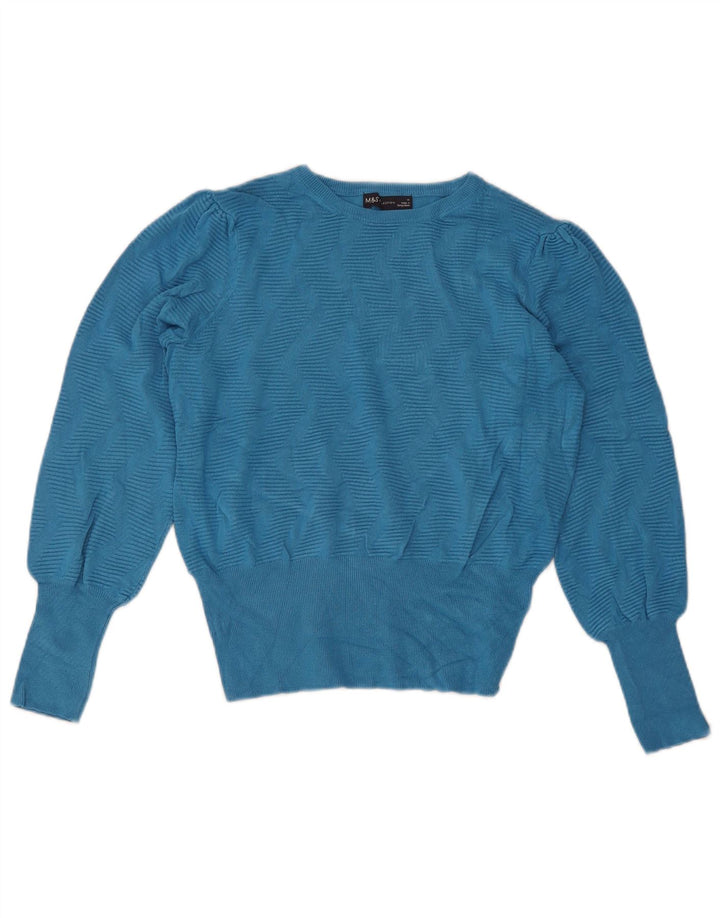Marks & Spencer Dame sweater med rund hals DK 14 Medium Blue Geometric