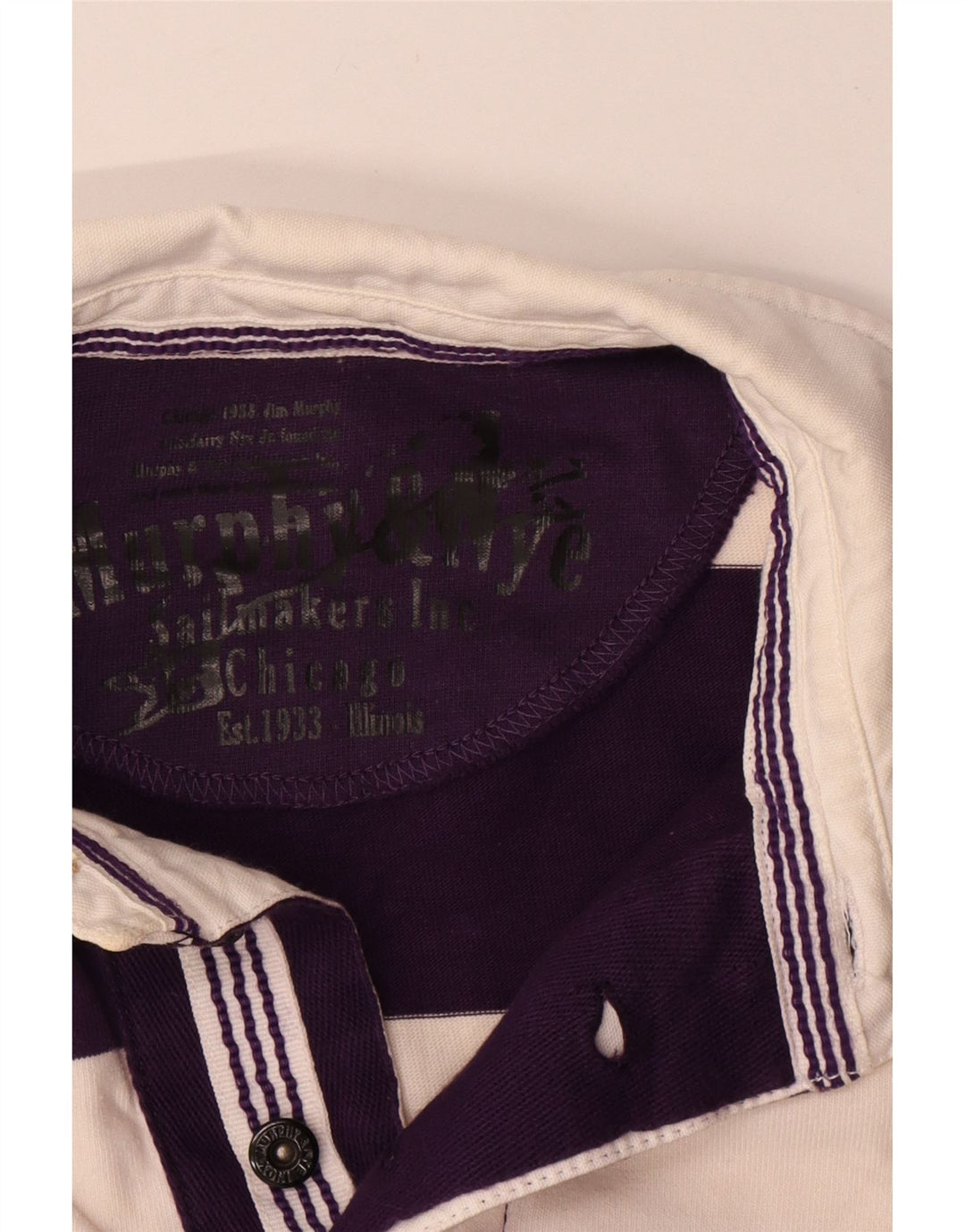 Murphy & Nye Herre grafisk rugby poloshirt Medium lilla stribet