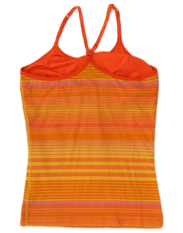 Nike Dame Dri Fit Vest Top UK 14/16 Stor orange stribet bomuld