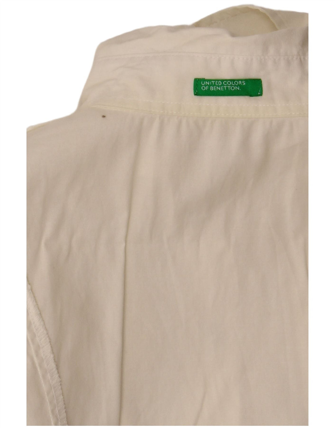 BENETTON Kortærmet skjortebluse til kvinder UK 8 Small Off White