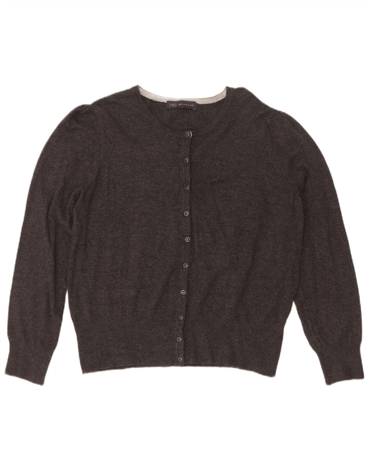 Marks & Spencer Dame Cardigan Sweater UK 14 Medium Grey Viscose