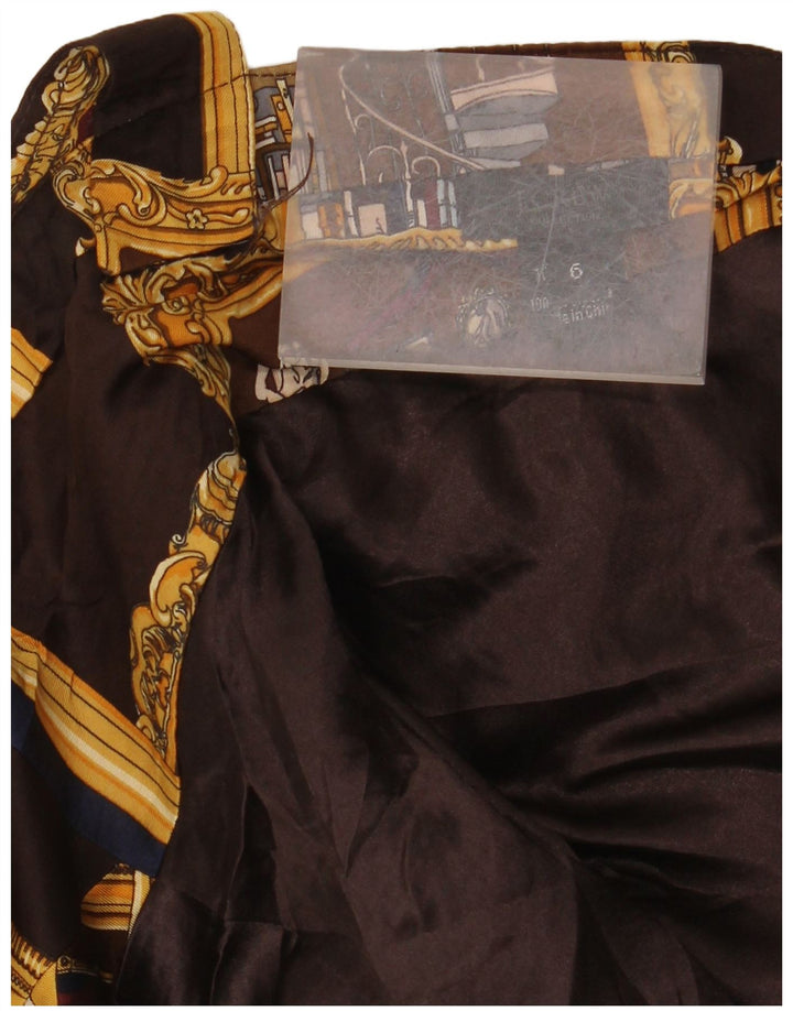 J. Crew Kvinders Abstrakt mønster Halter Dress US 6 Medium Brun Silke