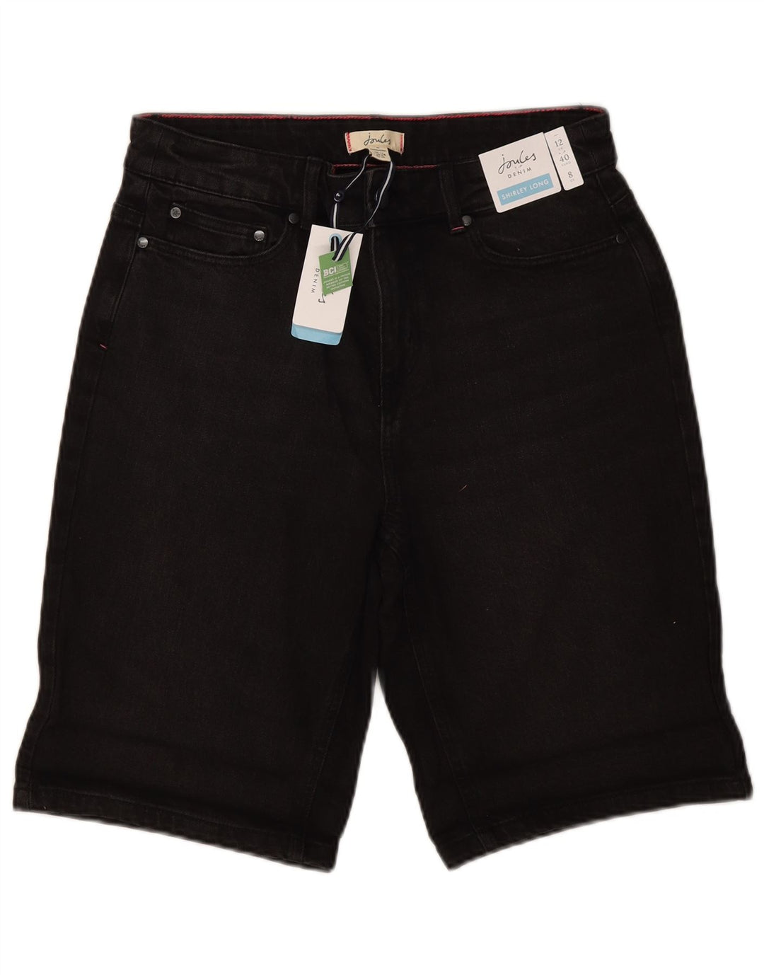 Joules Dame denim Shorts UK 12 Medium W30 Sort Bomuld