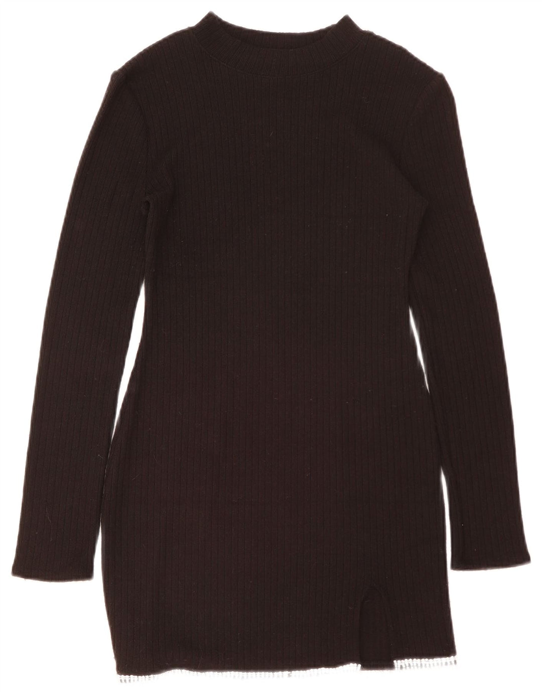 Zara Dame Langærmet Jumper Kjole UK 12 Medium Sort Polyester