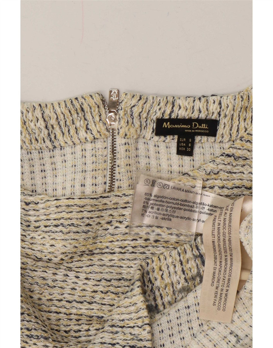 Massimo Dutti Dame Oversized Bluse Top UK 10 Small Beige Flecked Bomuld