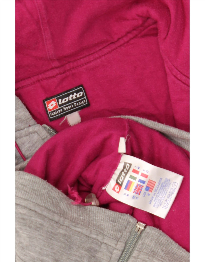 LOTTO Womens Zip Hoodie Sweater UK 12 Medium  Grey Cotton Vintage Lotto and Second-Hand Lotto from Messina Hembry 