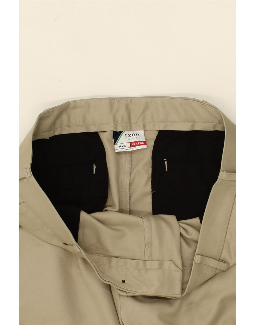 IZOD Mens Classic Fit Chino Trousers W38 L32 Beige Polyester Vintage Izod and Second-Hand Izod from Messina Hembry 