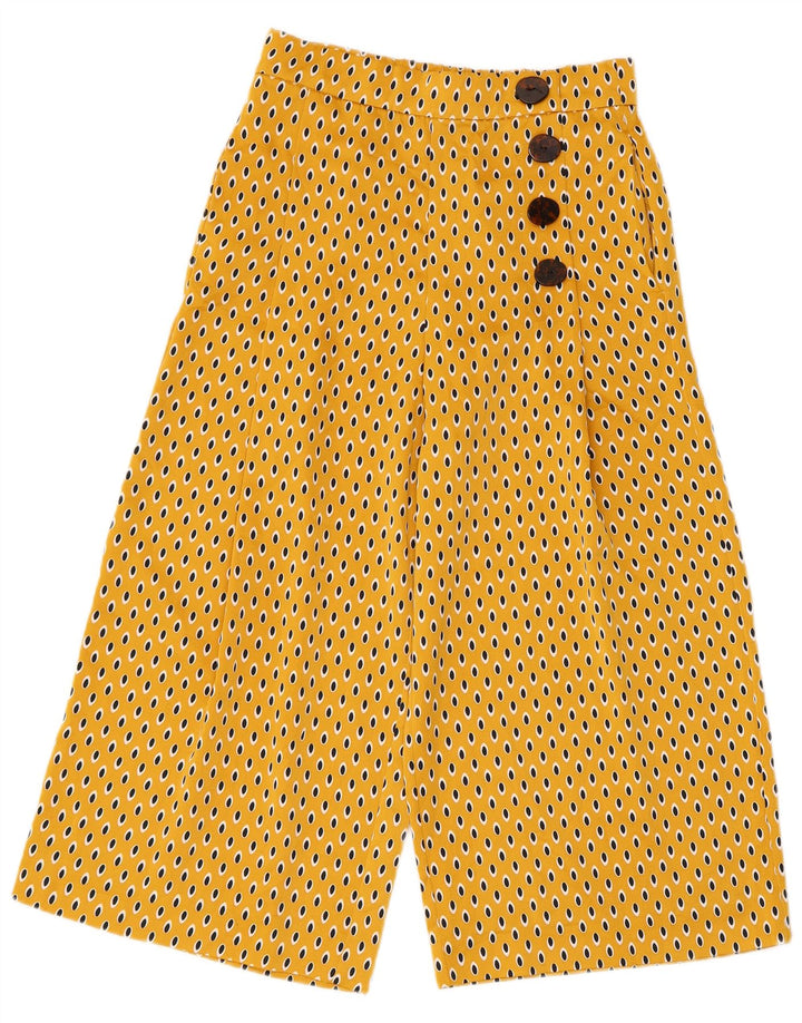 Zara Dame Capri Bukser XS W24 L21 Gul plettet polyester