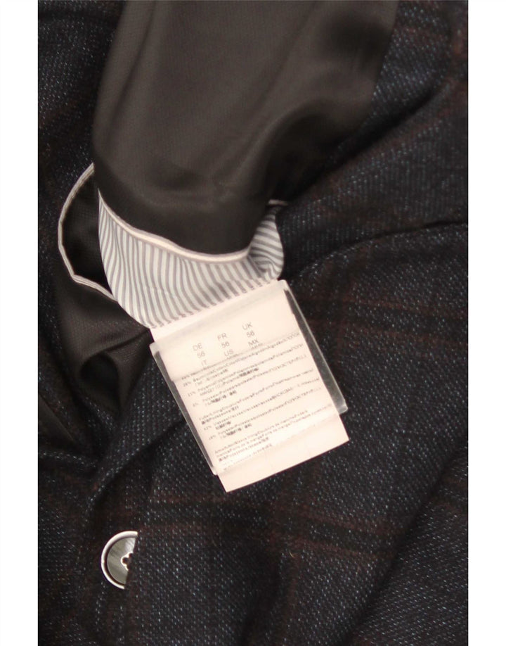 Hugo Boss Herre 2-knaps blazerjakke EU 56 3XL Marineblå ternet uld